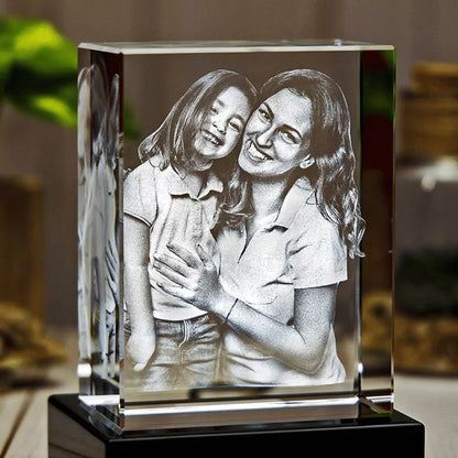 Souvenir en cristal gravé en 3D avec photo personnalisée